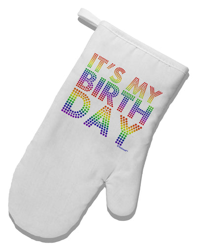 It's My Birthday - Candy Colored Dots White Printed Fabric Oven Mitt by TooLoud-Oven Mitt-TooLoud-White-Davson Sales