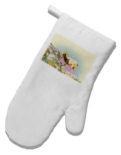 Bighorn Ram Watercolor White Printed Fabric Oven Mitt-Oven Mitt-TooLoud-White-Davson Sales