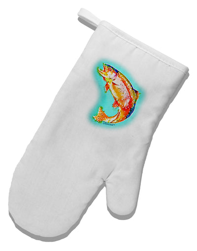 Rainbow Trout WaterColor White Printed Fabric Oven Mitt-Oven Mitt-TooLoud-White-Davson Sales