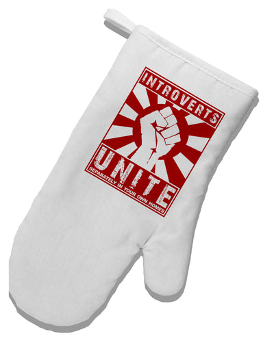 Introverts Unite Funny White Printed Fabric Oven Mitt by TooLoud-Oven Mitt-TooLoud-White-Davson Sales