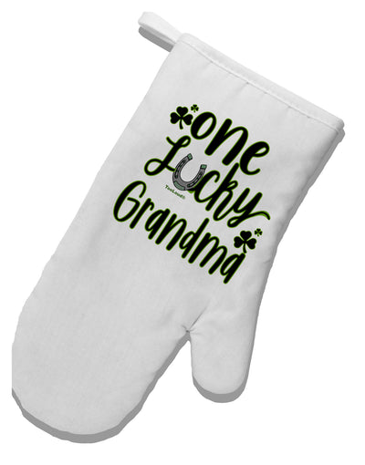 TooLoud One Lucky Grandma Shamrock White Printed Fabric Oven Mitt-OvenMitts-TooLoud-Davson Sales