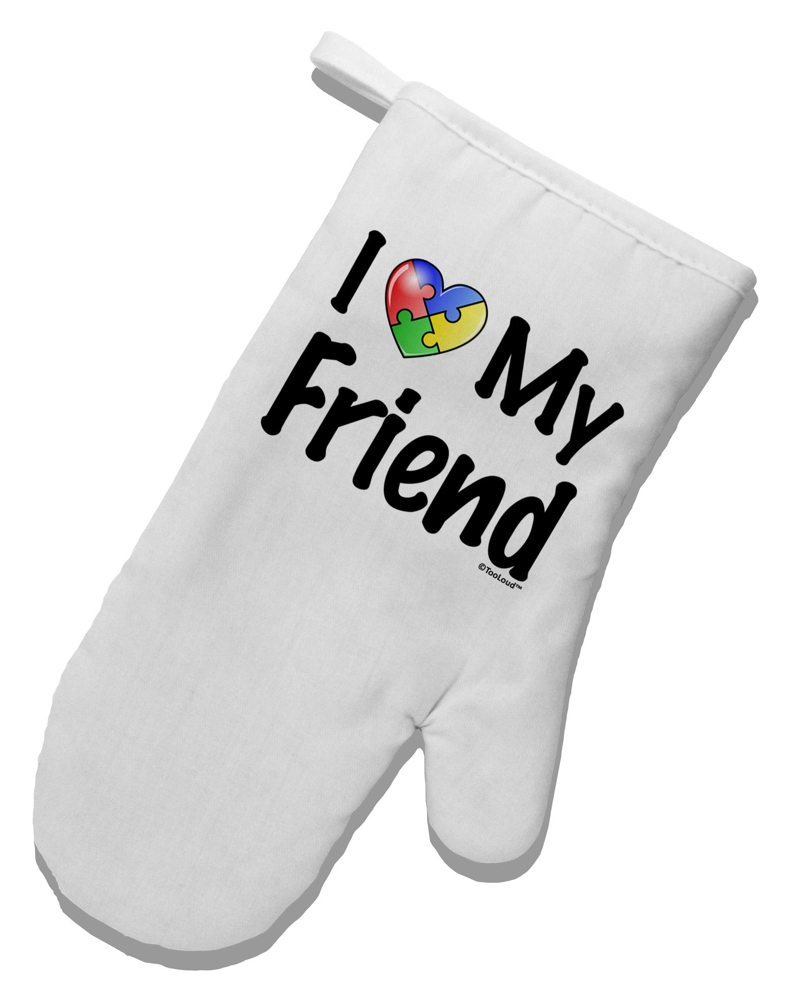 I Heart My Friend - Autism Awareness White Printed Fabric Oven Mitt by TooLoud-Oven Mitt-TooLoud-White-Davson Sales