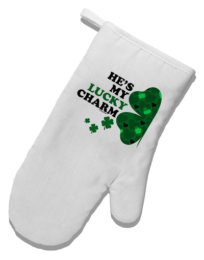 He's My Lucky Charm - Left White Printed Fabric Oven Mitt-Oven Mitt-TooLoud-White-Davson Sales