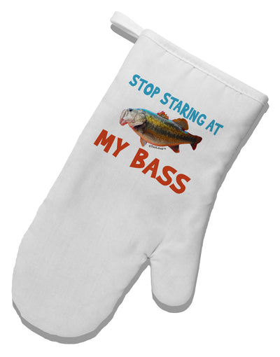 Stop Staring At My Bass White Printed Fabric Oven Mitt-Oven Mitt-TooLoud-White-Davson Sales