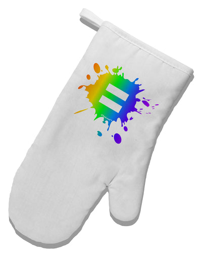 Equal Rainbow Paint Splatter White Printed Fabric Oven Mitt by TooLoud-Oven Mitt-TooLoud-White-Davson Sales