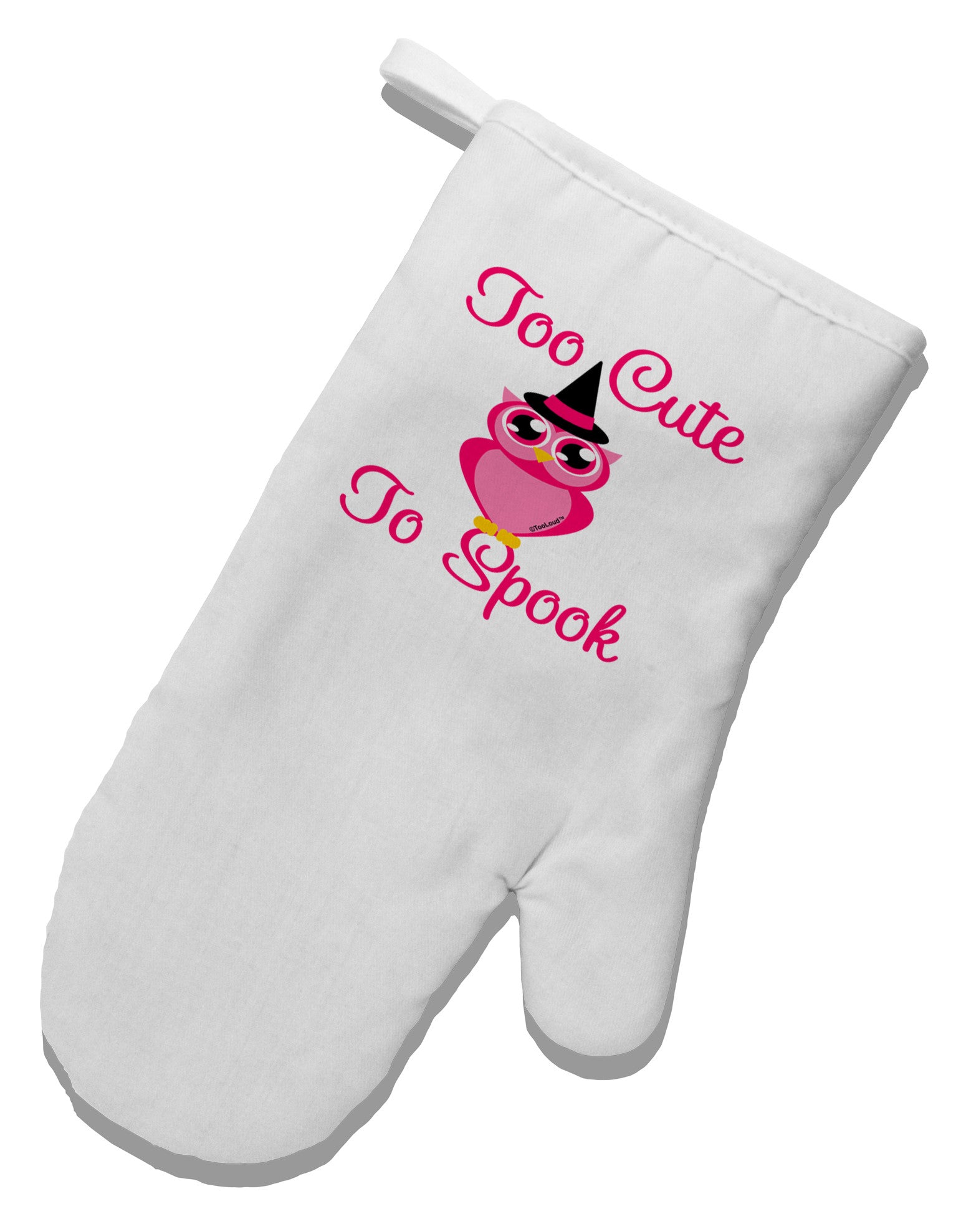 Owl Too Cute Pink White Printed Fabric Oven Mitt-Oven Mitt-TooLoud-White-Davson Sales