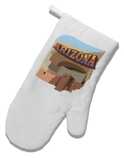 Arizona Montezuma Castle White Printed Fabric Oven Mitt-Oven Mitt-TooLoud-White-Davson Sales