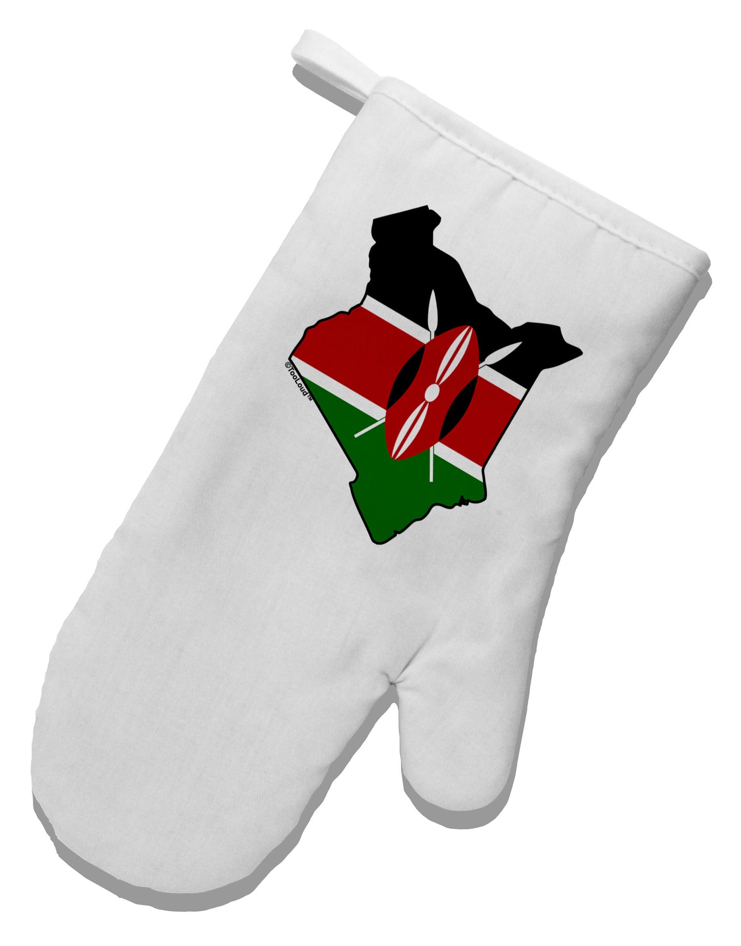 Kenya Flag Silhouette White Printed Fabric Oven Mitt-Oven Mitt-TooLoud-White-Davson Sales