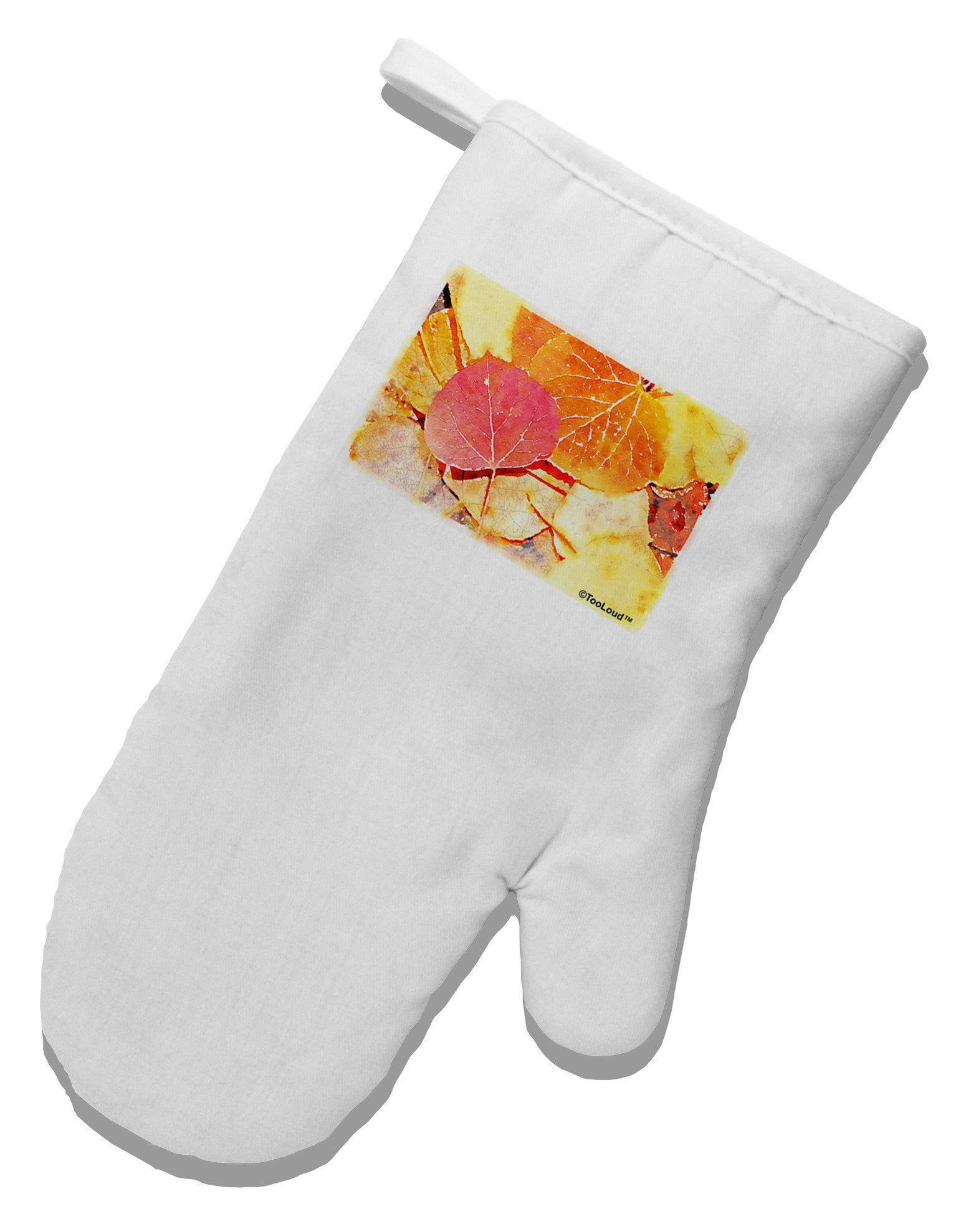 Colorado - Autumn WaterColor White Printed Fabric Oven Mitt-Oven Mitt-TooLoud-White-Davson Sales