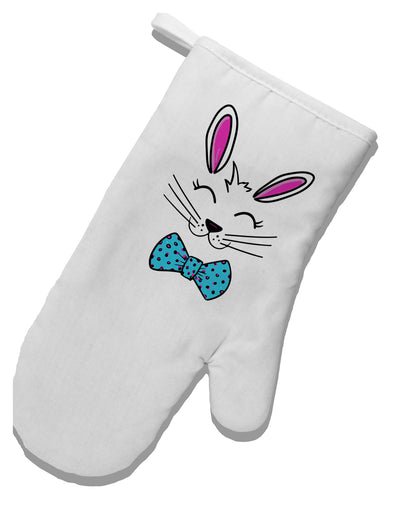 TooLoud Happy Easter Bunny Face White Printed Fabric Oven Mitt-OvenMitts-TooLoud-Davson Sales