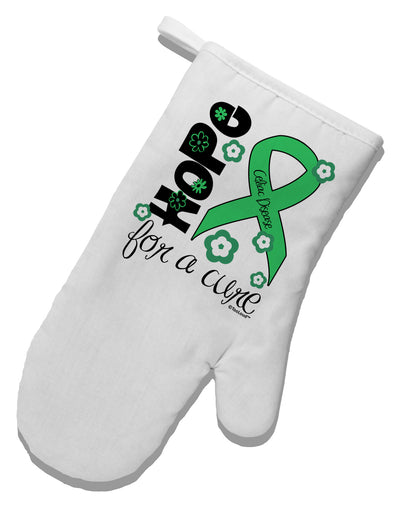 Hope for a Cure - Light Green Ribbon Celiac Disease - Flowers White Printed Fabric Oven Mitt-Oven Mitt-TooLoud-White-Davson Sales