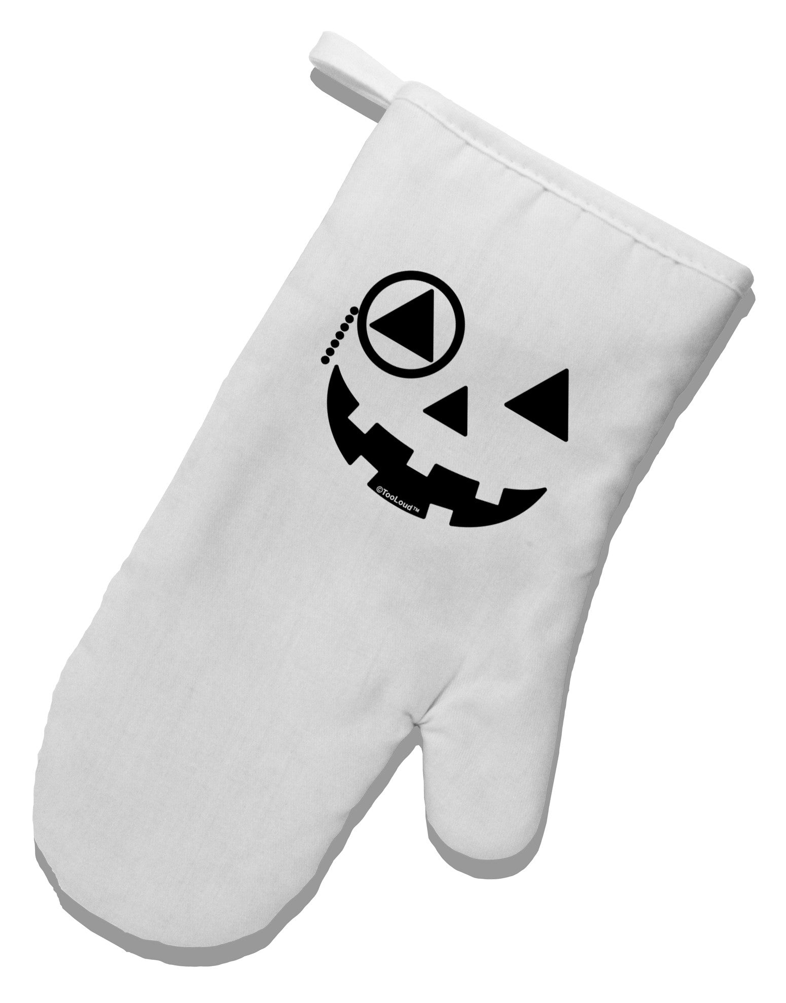 Monocle Jack-o-Lantern B-W White Printed Fabric Oven Mitt-Oven Mitt-TooLoud-White-Davson Sales