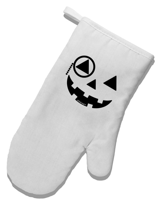 Monocle Jack-o-Lantern B-W White Printed Fabric Oven Mitt-Oven Mitt-TooLoud-White-Davson Sales