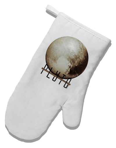 Planet Pluto Text White Printed Fabric Oven Mitt by TooLoud-Oven Mitt-TooLoud-White-Davson Sales