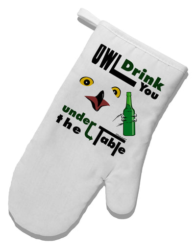 Owl Drink You Under the Table White Printed Fabric Oven Mitt-Oven Mitt-TooLoud-White-Davson Sales