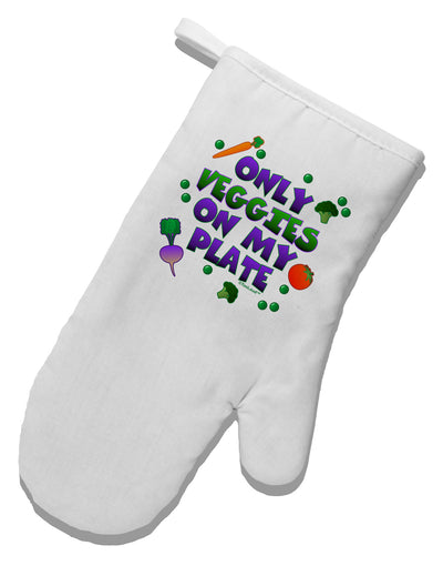 Only Veggies On My Plate White Printed Fabric Oven Mitt-Oven Mitt-TooLoud-White-Davson Sales