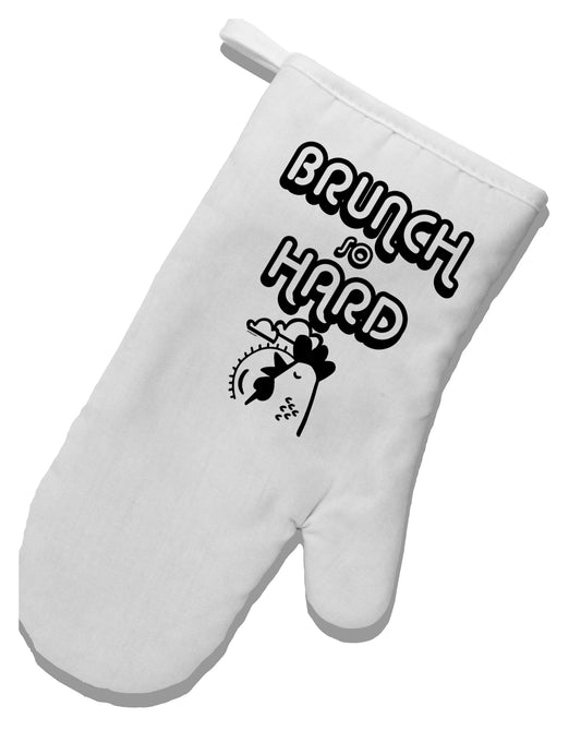 TooLoud Brunch So Hard Hen White Printed Fabric Oven Mitt-OvenMitts-TooLoud-Davson Sales