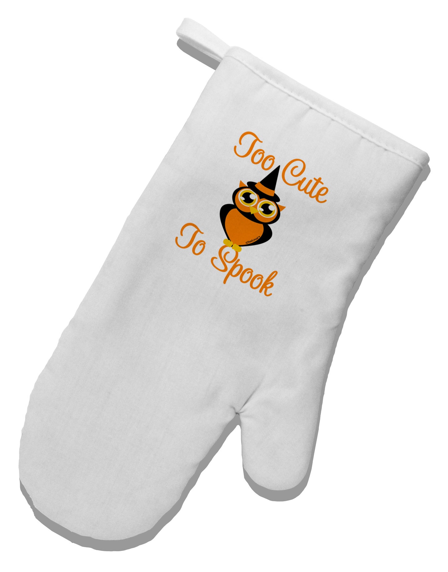 Owl Too Cute Orange White Printed Fabric Oven Mitt-Oven Mitt-TooLoud-White-Davson Sales