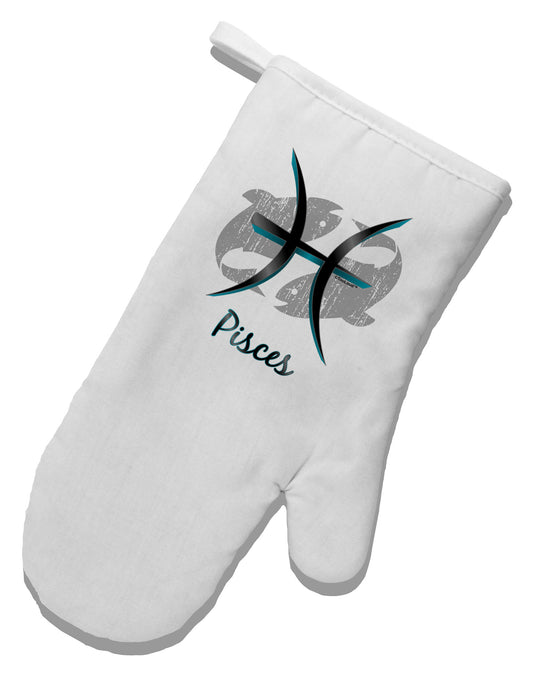 Pisces Symbol White Printed Fabric Oven Mitt-Oven Mitt-TooLoud-White-Davson Sales
