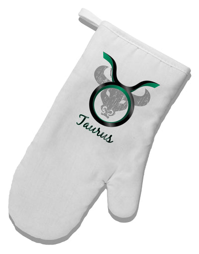 Taurus Symbol White Printed Fabric Oven Mitt-Oven Mitt-TooLoud-White-Davson Sales