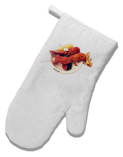 Lobster Plate White Printed Fabric Oven Mitt-Oven Mitt-TooLoud-White-Davson Sales