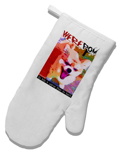 TooLoud WerePom - Werewolf Pomeranian White Printed Fabric Oven Mitt-Oven Mitt-TooLoud-White-Davson Sales