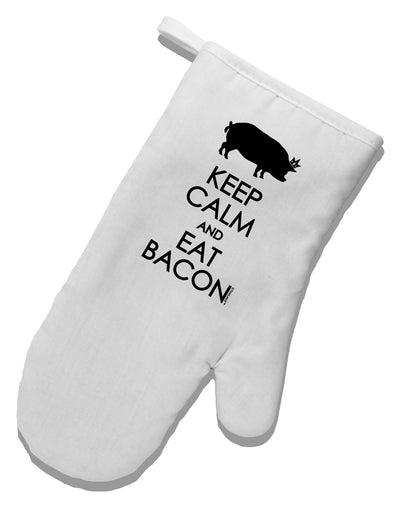 Keep Calm and Eat Bacon White Printed Fabric Oven Mitt by TooLoud-Oven Mitt-TooLoud-White-Davson Sales