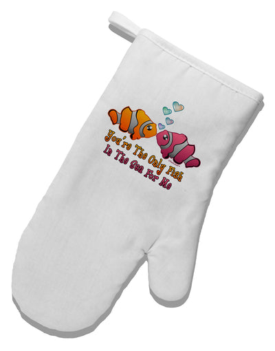 Kissy Clownfish Only Fish In The Sea White Printed Fabric Oven Mitt-Oven Mitt-TooLoud-White-Davson Sales