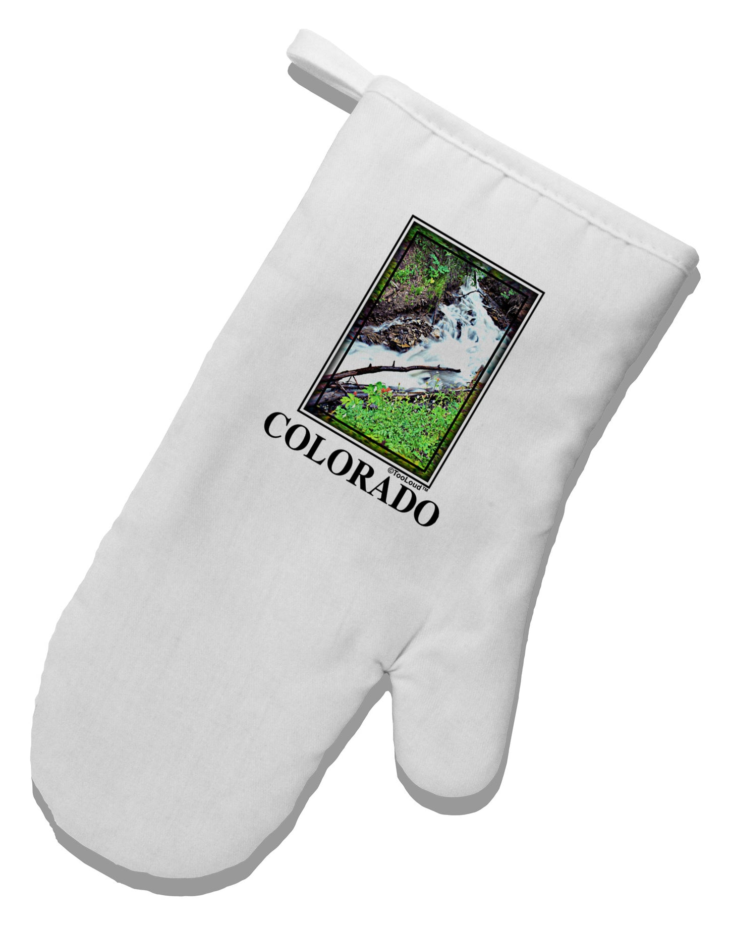 Colorado White River Text White Printed Fabric Oven Mitt-Oven Mitt-TooLoud-White-Davson Sales