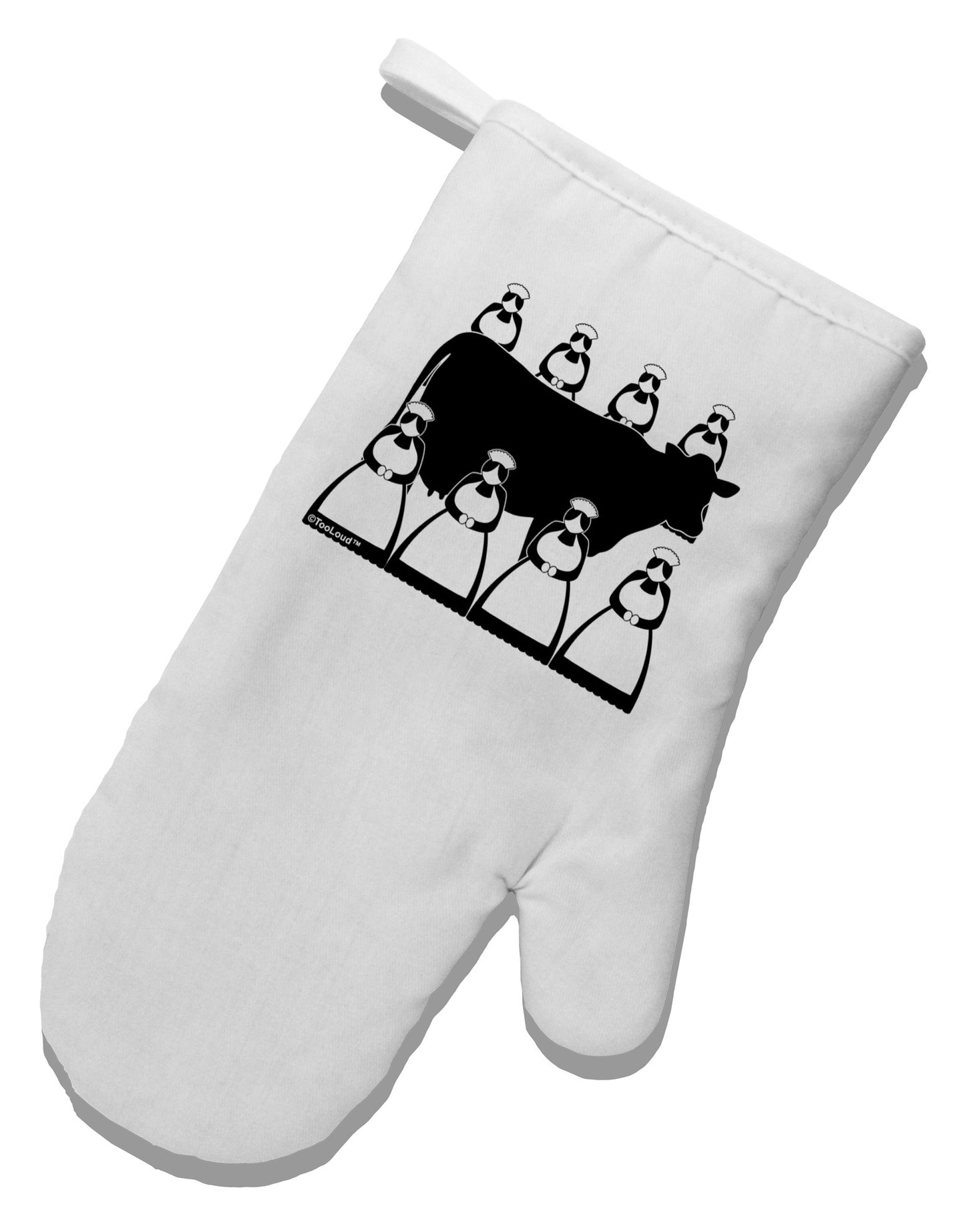 Eight Maids A Milking White Printed Fabric Oven Mitt-Oven Mitt-TooLoud-White-Davson Sales
