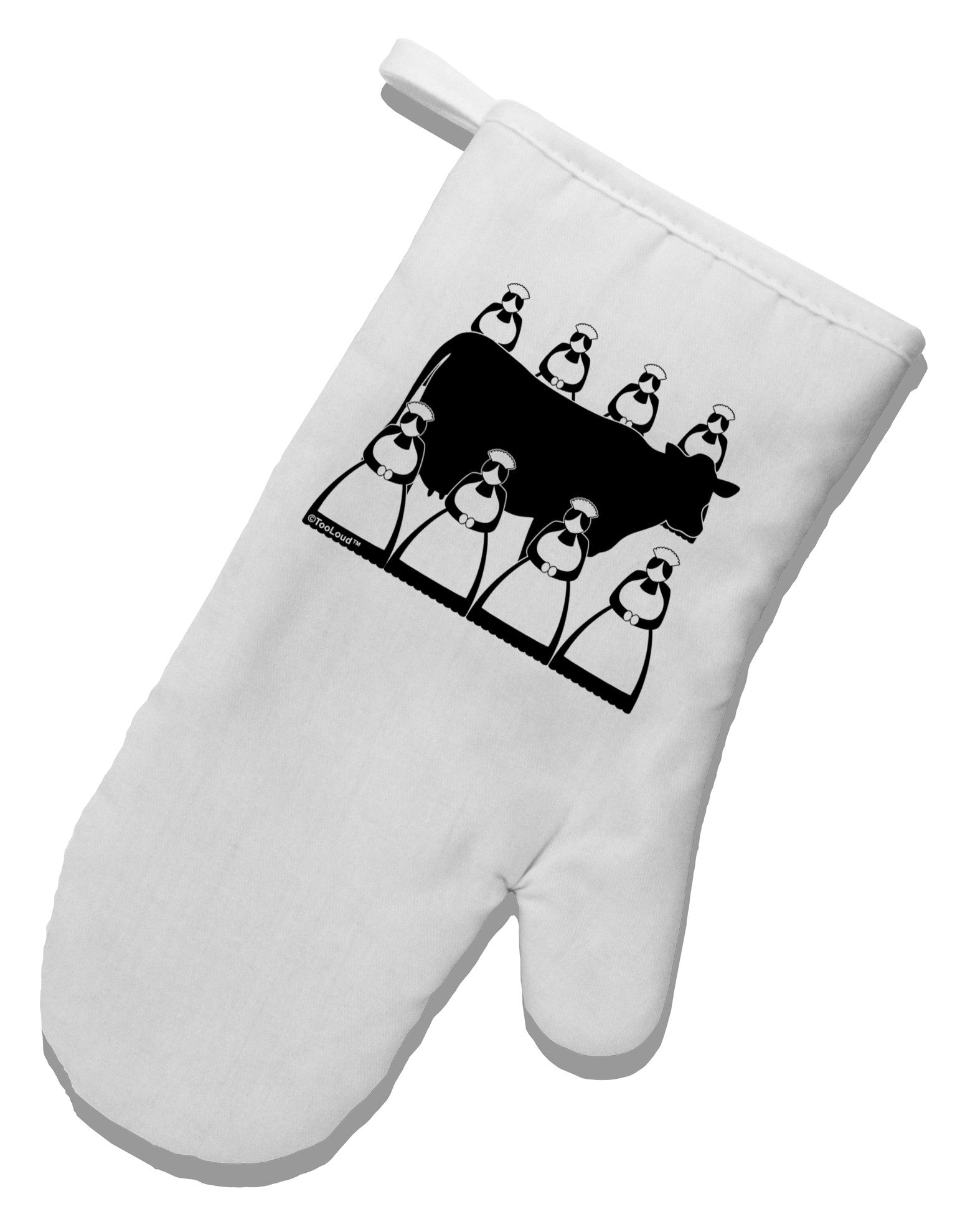 Eight Maids A Milking White Printed Fabric Oven Mitt-Oven Mitt-TooLoud-White-Davson Sales