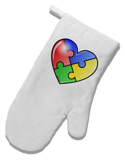 Big Puzzle Heart - Autism Awareness White Printed Fabric Oven Mitt by TooLoud-Oven Mitt-TooLoud-White-Davson Sales