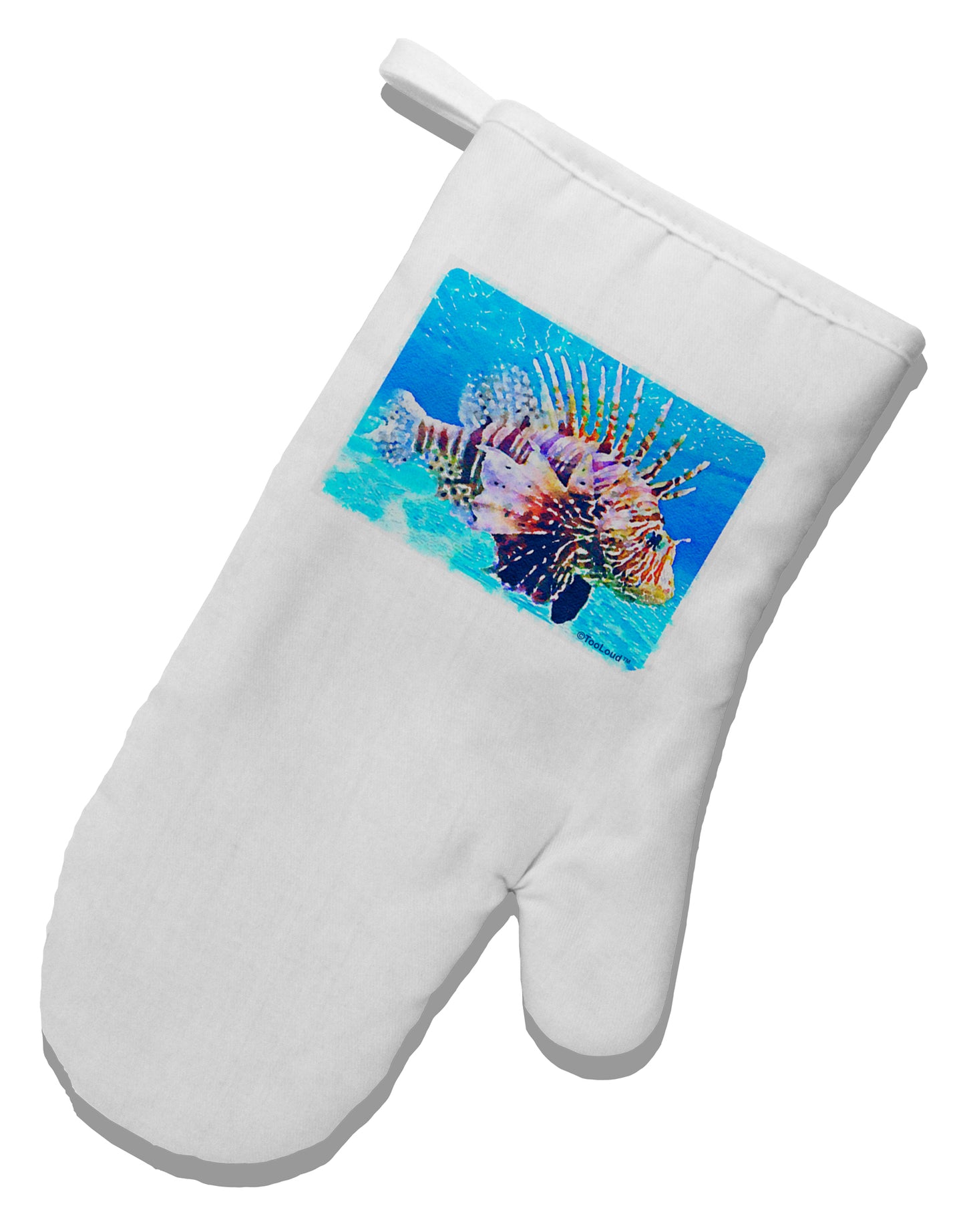 Lionfish in Watercolor White Printed Fabric Oven Mitt by TooLoud-Oven Mitt-TooLoud-White-Davson Sales