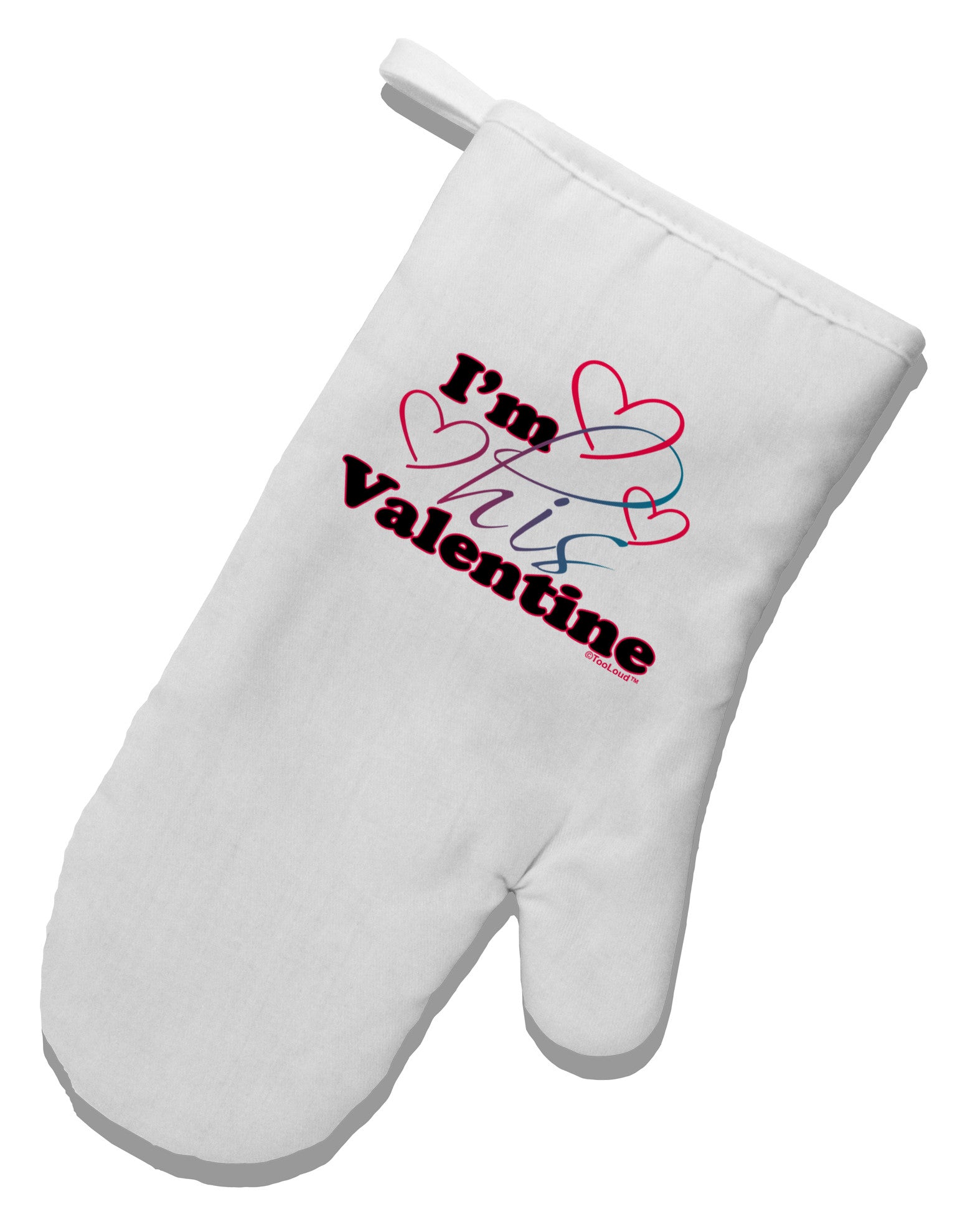 I'm HIS Valentine White Printed Fabric Oven Mitt-Oven Mitt-TooLoud-White-Davson Sales