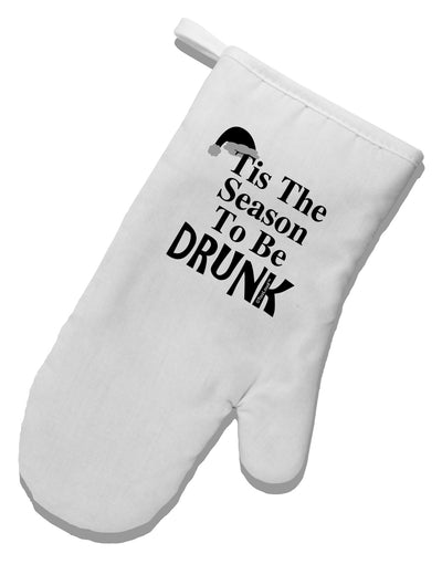 Season To Be Drunk BnW White Printed Fabric Oven Mitt-Oven Mitt-TooLoud-White-Davson Sales