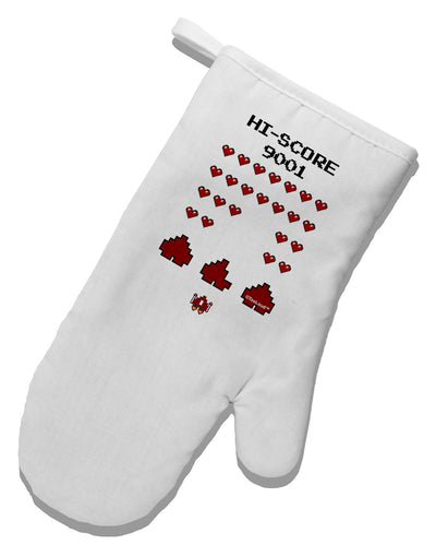 Pixel Heart Invaders Design White Printed Fabric Oven Mitt-Oven Mitt-TooLoud-White-Davson Sales