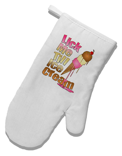 Lick Me Till Ice Cream White Printed Fabric Oven Mitt-Oven Mitt-TooLoud-White-Davson Sales