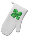 Pixel Four Leaf Clover White Printed Fabric Oven Mitt-Oven Mitt-TooLoud-White-Davson Sales