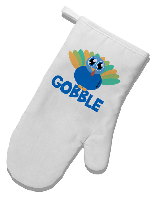 Cute Gobble Turkey Blue White Printed Fabric Oven Mitt-Oven Mitt-TooLoud-White-Davson Sales