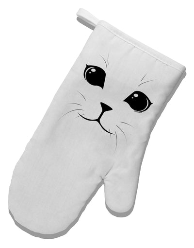 Cute Cat Face White Printed Fabric Oven Mitt by TooLoud-Oven Mitt-TooLoud-White-Davson Sales