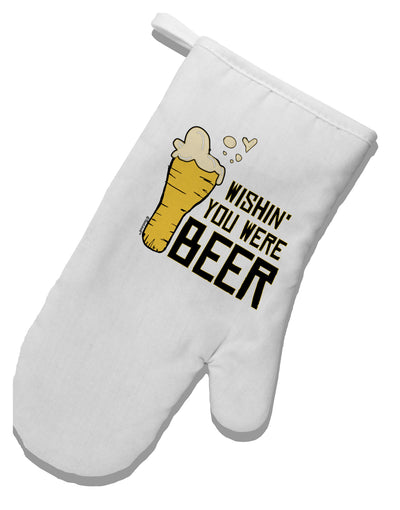 TooLoud Wishin you were Beer White Printed Fabric Oven Mitt-OvenMitts-TooLoud-Davson Sales