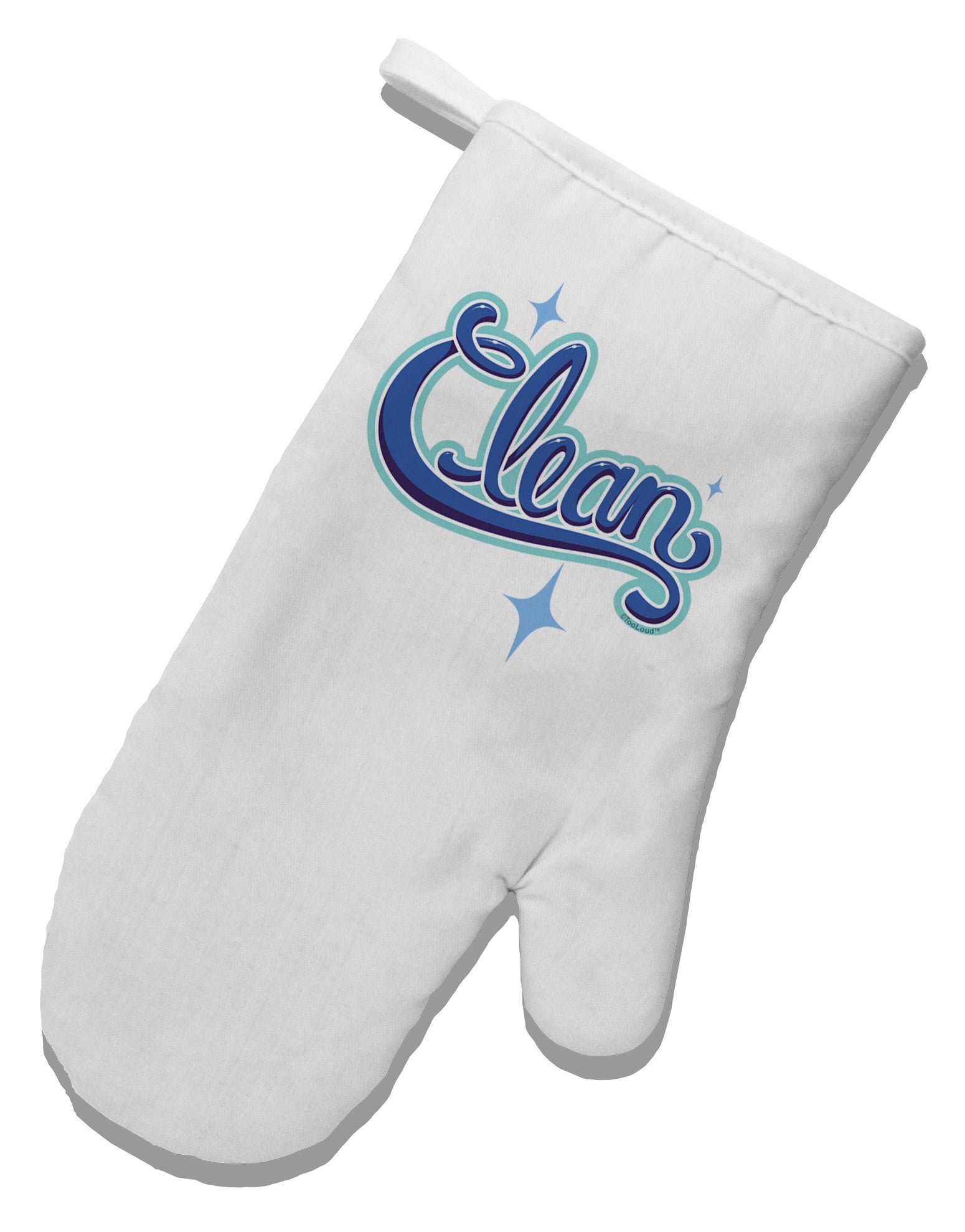 Clean Text White Printed Fabric Oven Mitt-Oven Mitt-TooLoud-White-Davson Sales