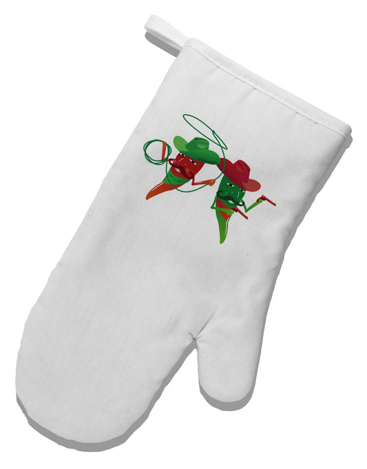 Cowboy Chili Peppers White Printed Fabric Oven Mitt-Oven Mitt-TooLoud-White-Davson Sales