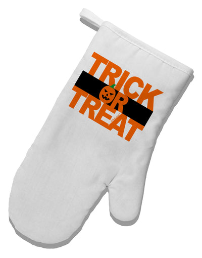 Trick or Treat Text White Printed Fabric Oven Mitt-Oven Mitt-TooLoud-White-Davson Sales