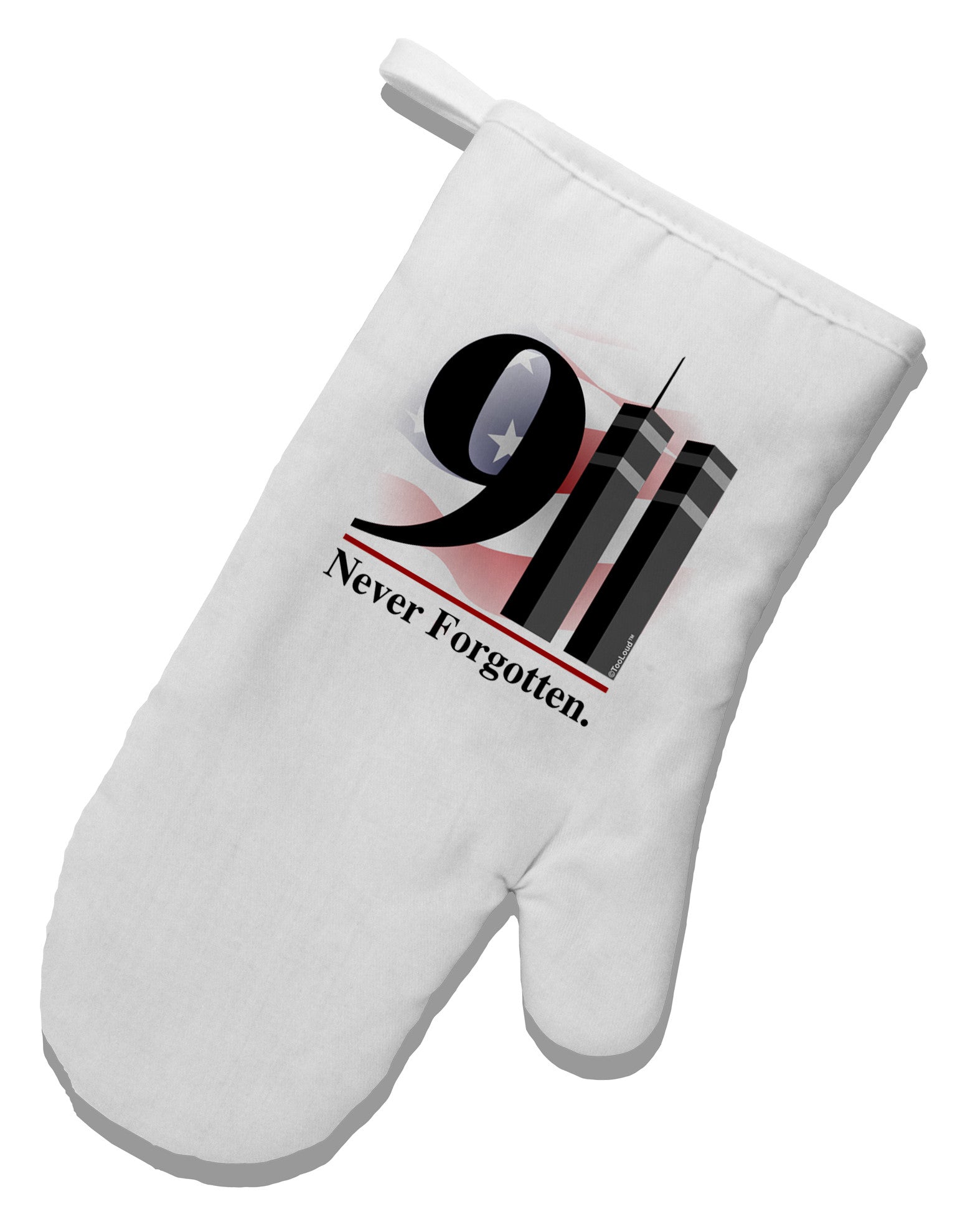 911 Never Forgotten White Printed Fabric Oven Mitt-Oven Mitt-TooLoud-White-Davson Sales