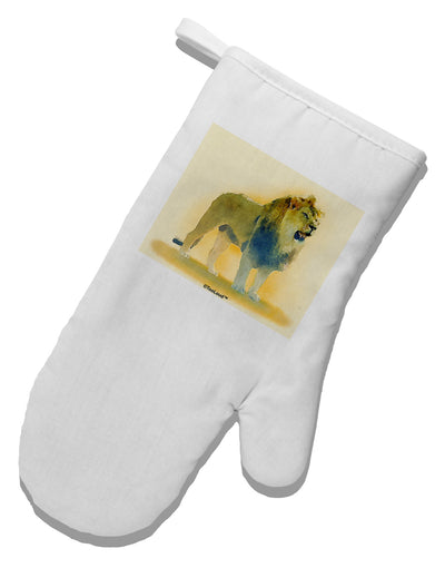 Lion Watercolor 1 White Printed Fabric Oven Mitt-Oven Mitt-TooLoud-White-Davson Sales