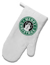 Merry Christmas Latte Logo White Printed Fabric Oven Mitt-Oven Mitt-TooLoud-White-Davson Sales