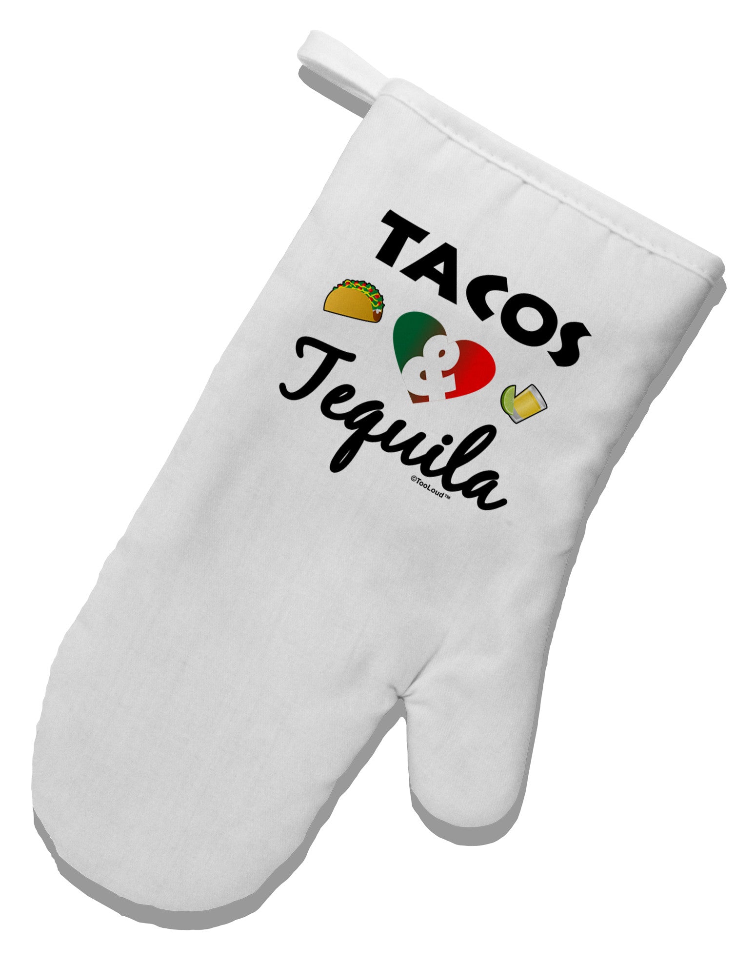 Tacos & Tequila White Printed Fabric Oven Mitt-Oven Mitt-TooLoud-White-Davson Sales