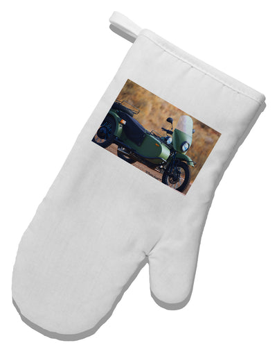 Sidecar Motorcycle Photo White Printed Fabric Oven Mitt-Oven Mitt-TooLoud-White-Davson Sales