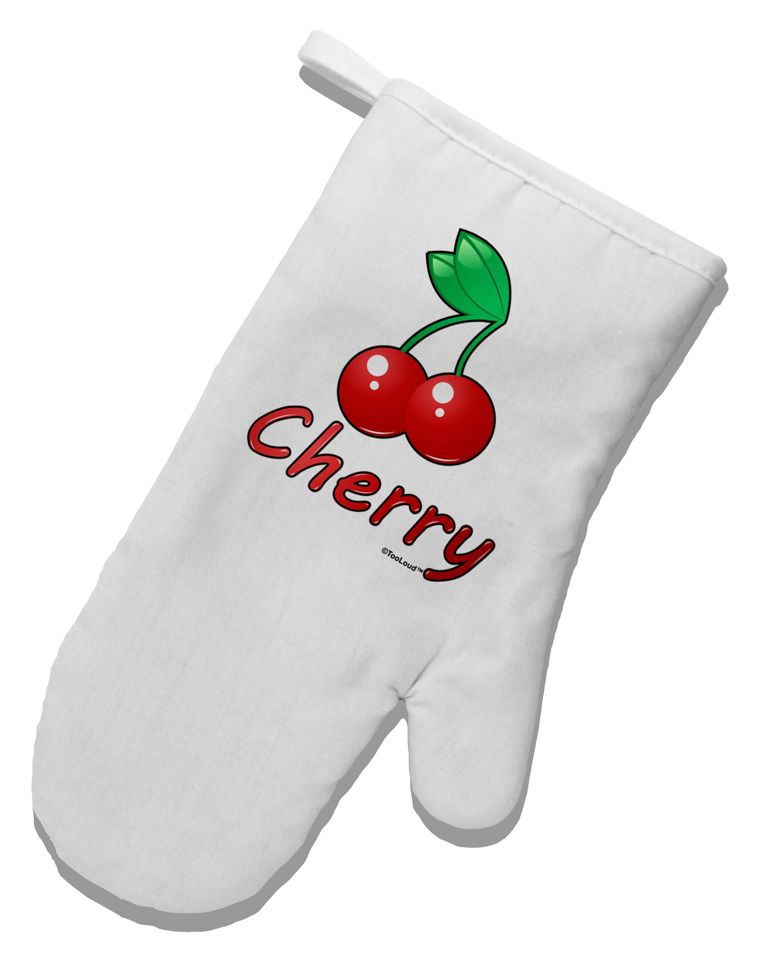 Cherry Text White Printed Fabric Oven Mitt-Oven Mitt-TooLoud-White-Davson Sales